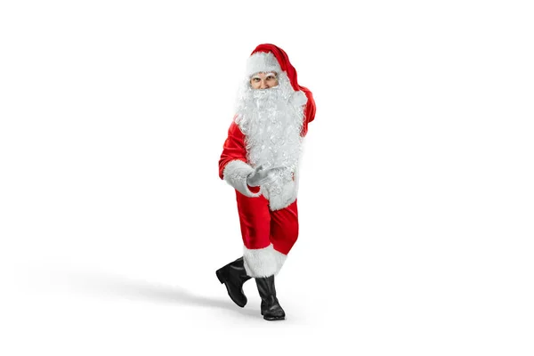 Santa Claus Traje Rojo Sobre Fondo Blanco Aislado Concepto Para — Foto de Stock