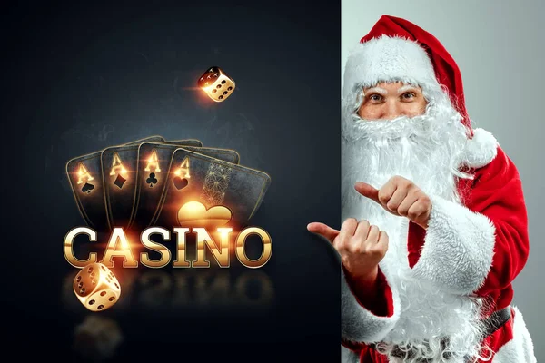 Casino Concept Santa Claus Achtergrond Van Reboot Casino Luxe Design — Stockfoto