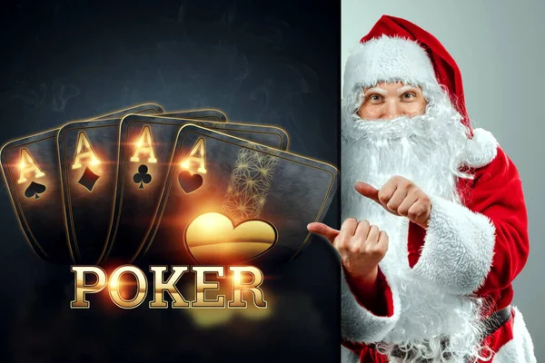 Casino Concept Santa Claus Achtergrond Van Reboot Casino Luxe Design — Stockfoto