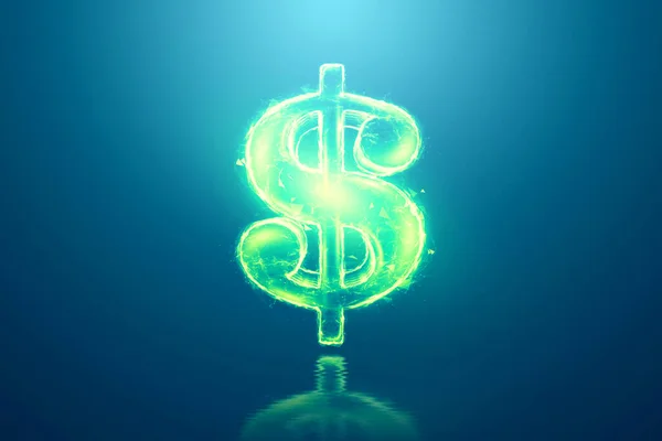 Green Hologram Dollar Blue Background Concept Money Business Investment Stock —  Fotos de Stock