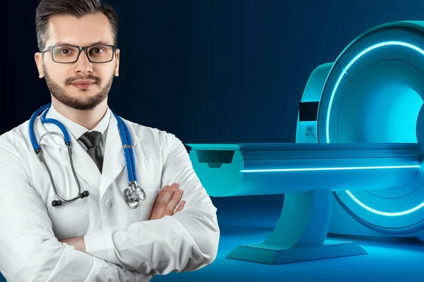 Doctor Background Mri Machine Medical Concept Modern Technologies Future Medicine — Stock fotografie