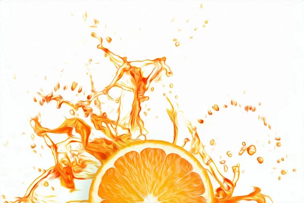 Sliced Orange Splash Orange Juice Top View Concept Fruit Background — Foto de Stock