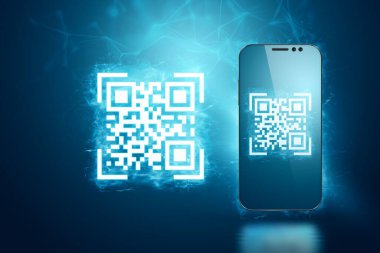 QR kodu, akıllı telefon, yeni teknolojiler. Elektronik dijital teknolojiler tarama, barkod