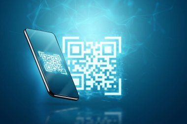 QR kodu, akıllı telefon, yeni teknolojiler. Elektronik dijital teknolojiler tarama, barkod