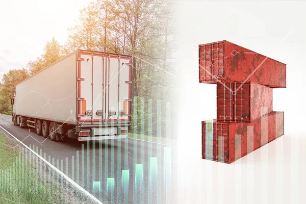 Tło Dla Branży Transportowej Wizerunek Kontenerów Ciężarówki Ładunkowej Koncepcja Logistyczna — Zdjęcie stockowe