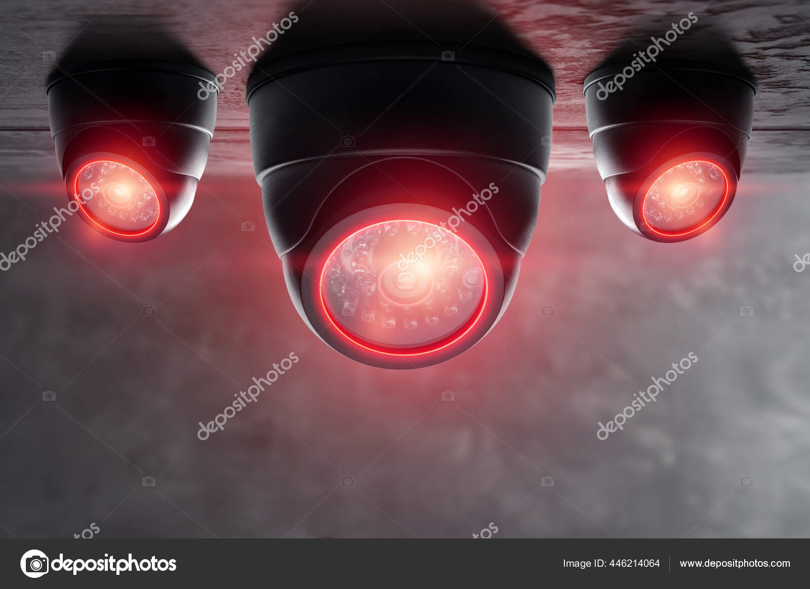 Smart Cctv Camera Ceiling Red Lights Cameras Work Day Night