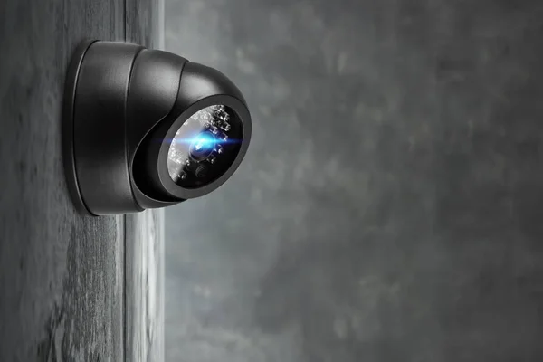 Caméra Cctv Intelligente Sur Mur Avec Des Lumières Bleues Caméras — Photo