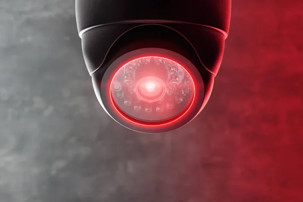 Caméra Cctv Intelligente Sous Plafond Avec Des Lumières Rouges Caméras — Photo