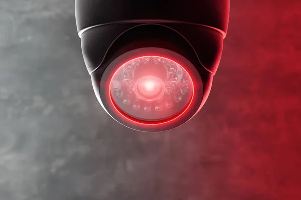 Smart Cctv Camera Ceiling Red Lights Cameras Work Day Night — Foto de Stock