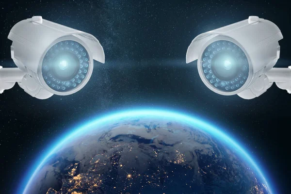 Caméras Cctv Dans Monde Entier Surveillance Mondiale Surveillance Tout Monde — Photo