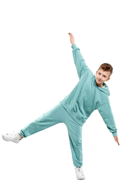 Niño Guapo Traje Azul Aislado Sobre Fondo Blanco Retrato Estudio —  Fotos de Stock