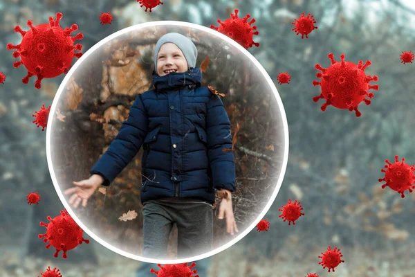 Щаслива Дитина Захищена Від Вірусів Бактерій Хвороб Здоровий Спосіб Життя — стокове фото
