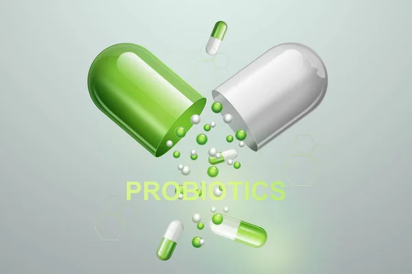 Bild Piller Och Tabletter Inskription Probiotika Begreppet Kost Tarmmikroflora Mikroorganismer — Stockfoto