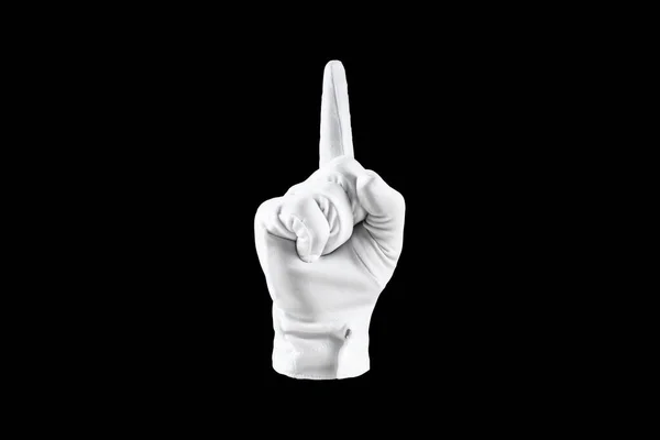 Fırça Beyaz Eldivenli Siyah Arka Planda Izole Edilmiş Işaret Parmağını — Stok fotoğraf