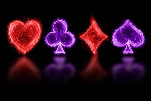 Neon Four Aces Dark Background Design Template Casino Concept Gambling — Stock Photo, Image