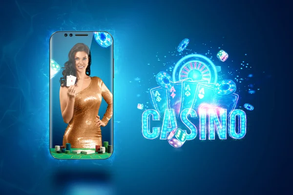 Concept Voor Online Casino Gokken Online Geld Games Weddenschappen Smartphone — Stockfoto