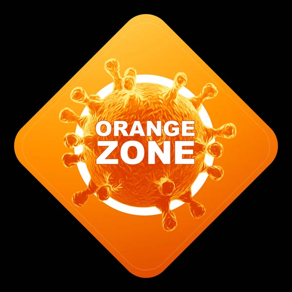 Signo Naranja Con Inscripción Zona Naranja Nivel Peligro Naranja Coronavirus —  Fotos de Stock