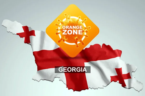 Panneau Avec Inscription Zone Orange Sur Fond Carte Géorgie Avec — Photo