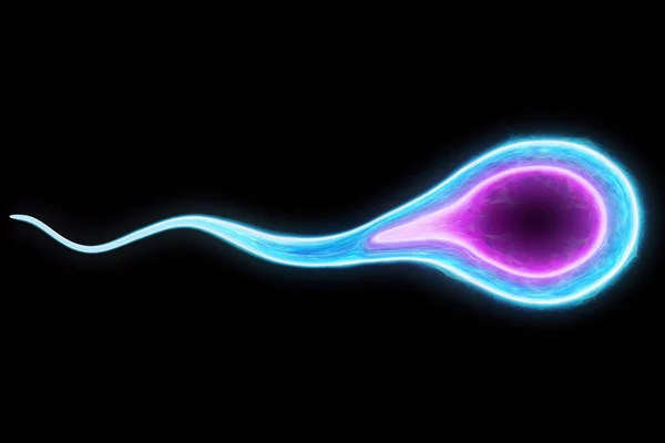 Hologram Męskiej Spermy Odizolowanej Czarnym Tle Ciąża Leczenie Niepłodności Macierzyństwo — Zdjęcie stockowe