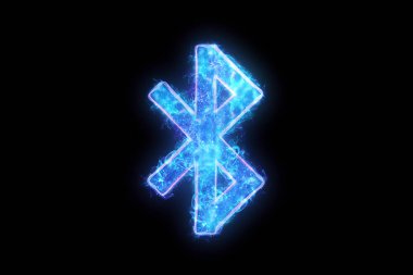 Siyah arkaplanda bluetooth neon işareti, izole et
