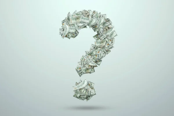 Yüz Dolarlık Banknotlardan Yapılmış Bir Soru Işareti Yeni Bir Işe — Stok fotoğraf