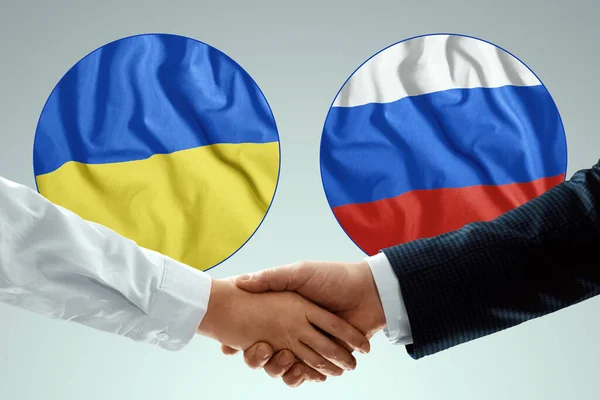 Ukrayna Rusya Bayrağı Şbirliği Kavramı Devletlerin Ortaklığı Halkların Dostluğu — Stok fotoğraf