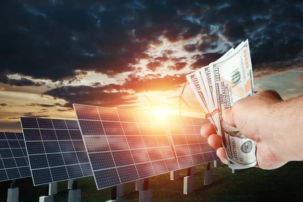 Obchod Solární Energií Náklady Zelenou Elektřinu Nové Technologie Energie Budoucnosti — Stock fotografie
