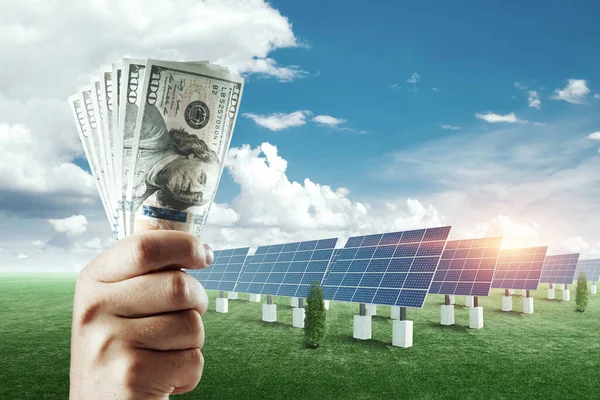 Náklady Solární Panely Solární Energie Náklady Zelenou Elektřinu Energie Budoucnosti — Stock fotografie