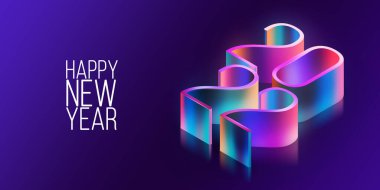 2022 mutlu yıllar. Koyu arkaplanda renkli sayılar modern tasarım. Web sitesi, poster ve yeni yıl kartı için tasarım şablonu. 3B illüstrasyon, 3B canlandırma