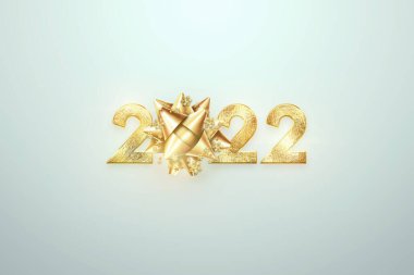 Altın Numaralar 2022 lüks, arka planda VIP. - Mutlu yıllar. Modern tasarım, şablon, site başlığı, poster, yeni yıl kartı, broşür. 3B illüstrasyon, 3B canlandırma