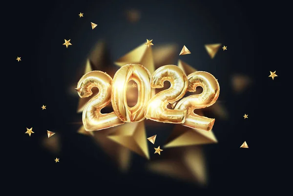 Numeri Oro 2022 Palloncini Lamina Oro Felice Anno Nuovo Design — Foto Stock