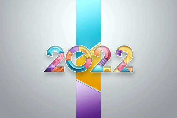 Números Multicoloridos 2022 Fundo Claro Feliz Ano Novo Design Moderno — Fotografia de Stock