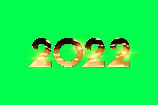 緑の背景にあるゴールド番号2022贅沢は 隔離されます 明けましておめでとうございます 現代的なデザイン テンプレート サイトのヘッダー ポスター 新年カード チラシ 3Dイラスト — ストック写真