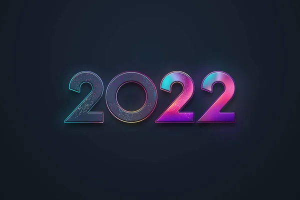 Números Coloridos 2022 Design Moderno Sobre Fundo Escuro 2022 Feliz — Fotografia de Stock