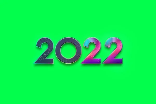 Números Multicolores Multicolores 2022 Sobre Fondo Verde Aislados Feliz Año —  Fotos de Stock