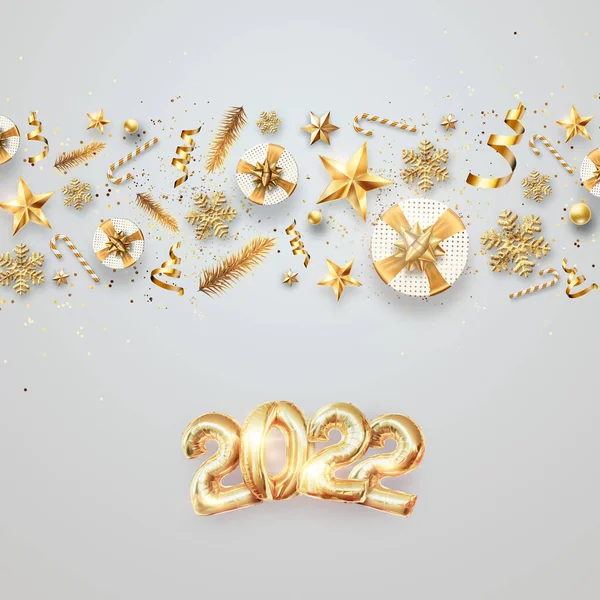 Золоті Номери 2022 Року Повітряних Кульок Золотої Фольги Новим Роком — стокове фото