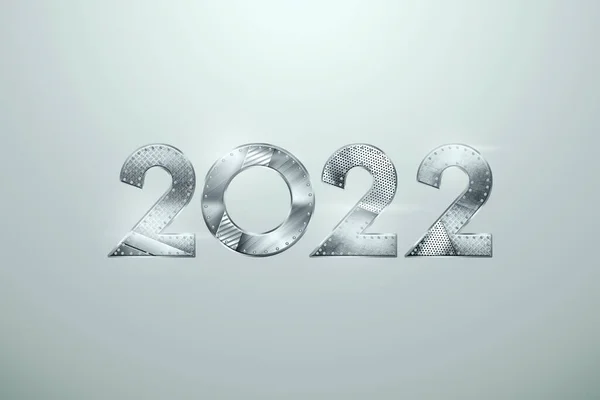 Metaalnummers 2022 Een Lichte Achtergrond Gelukkig Nieuwjaar Modern Design Template — Stockfoto