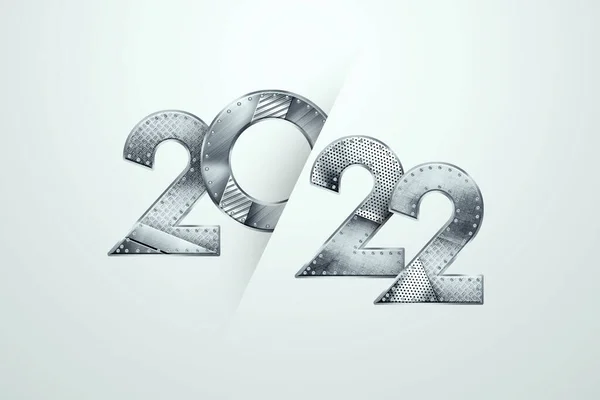 Metallic Numbers 2022 Light Background Happy New Year Modern Design — Stock Photo, Image