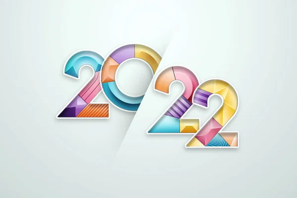 多种颜色的编号2022 背景浅 新年快乐 现代设计 网站首页 新年卡片 3D图解 3D渲染 — 图库照片
