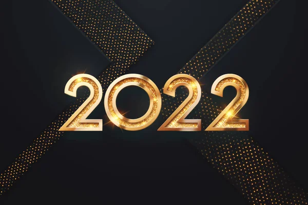 Gold Numbers 2022 Lujo Vip Sobre Fondo Oscuro Feliz Año —  Fotos de Stock