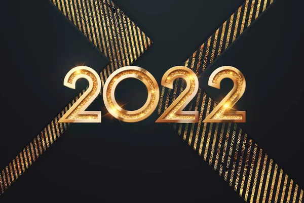 Gold Numbers 2022 Lujo Vip Sobre Fondo Oscuro Feliz Año —  Fotos de Stock