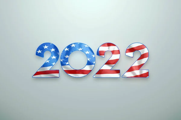 Numéros 2022 Sur Fond Drapeau Américain Bonne Année Design Moderne — Photo