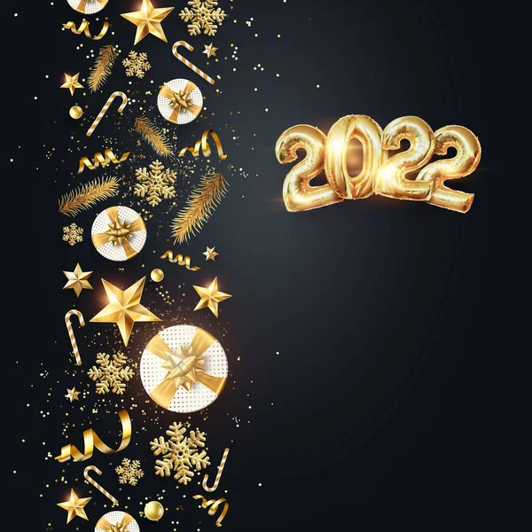 Numeri Oro 2022 Palloncini Lamina Oro Felice Anno Nuovo Design — Foto Stock