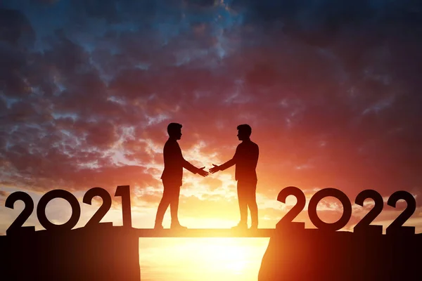 Men Symbol Change Dates New Beginnings Sign 2022 Sunset Background — Stock Photo, Image