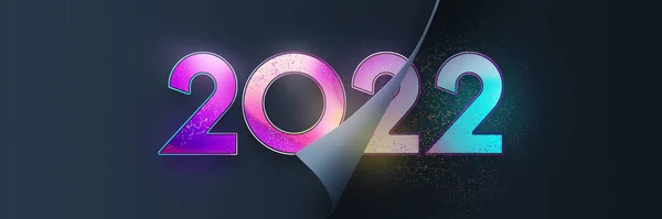 彩色编号2022 现代设计 深色背景 2022年 新年快乐 设计模板 网站首页 新年卡片 3D图解 3D渲染 — 图库照片
