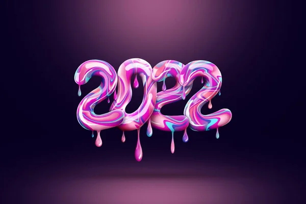 2022 Feliz Año Nuevo Números Colores Dulces Caramelos Sobre Fondo —  Fotos de Stock