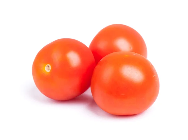 Three Fresh Cherry Tomatoes Isolated White Background — Stock Photo, Image