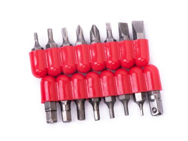 Tornavida bitleri beyaz arkaplanda izole edildi