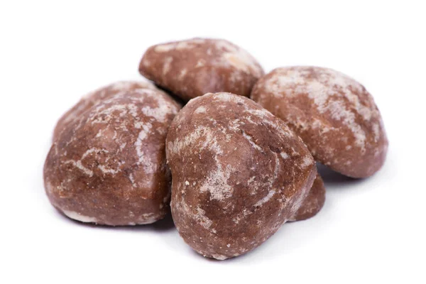 Grupo Galletas Pan Jengibre Chocolate Aisladas Sobre Fondo Blanco — Foto de Stock