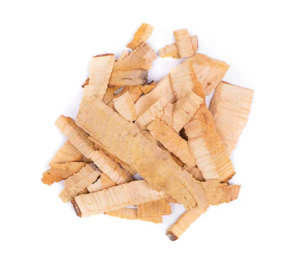 Pile Wood Chips Isolated White Background — Stock Photo, Image